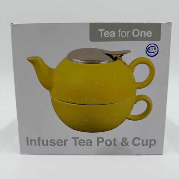 NWT Certified International Tea for One Yellow Infuser Tea Pot & Cup Set 14-11oz - Picture 2 of 5